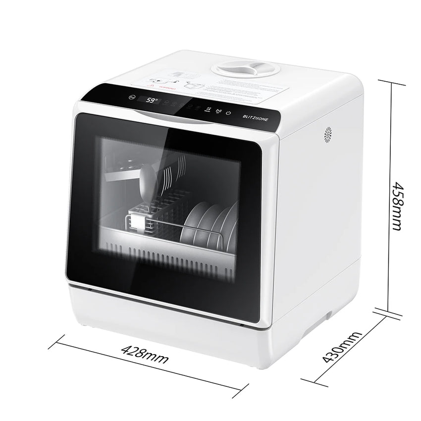 BlitzHome BH-CDW1 Smart Portable Countertop Dishwasher with APP Control 4-6 Sets Big Capacity Dual Water Inlet Modes Washers