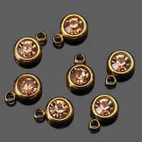 20pcs 6mm Stainless Steel Rhinestone Beads Gold Color Crystal Charms Pendants for Necklace Bracelet Jewelry Making Charm 2030