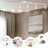 Track Lighting Kit Modern White Ceiling Spot Lighting with Flexibly Rotatable Light Heads 6 Track Lights for Room/Hallway/Kitch
