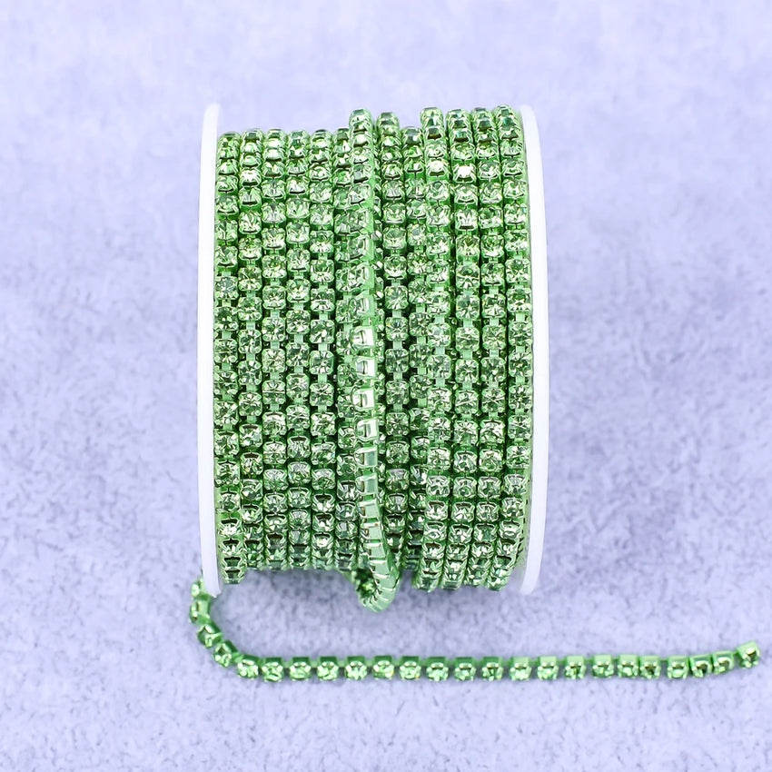 Crystal 10 Yard Rhinestones Trim Stone Cup Chain Gold Diamond Strass Decorative Applique Crystal Trimmings For Dresses