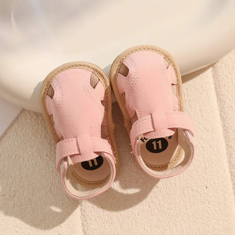 Breathable Summer Newborn Baby Girls Sandals Shoes Toddlers Simple Style Solid Color Soft Sole Shoes Outdoor Indoor Prewalker