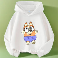 Kids Bluey Hooded Sweatshirt Fall Winter Warm Soft Pullover Comfortable Playwear for Boys Girls