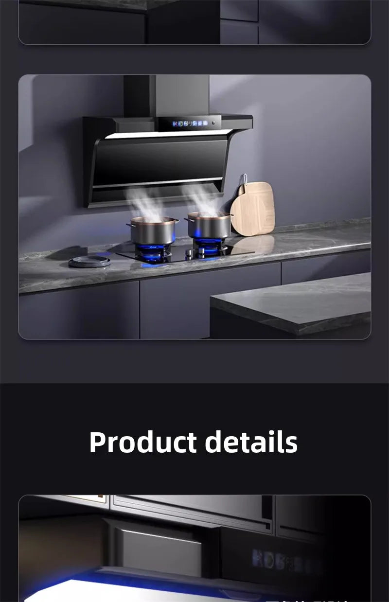 Household Range Hood for Kitchen Large Suction Range Hood Top Side Double Suction Exhaust Fan Small Kitchen Smoke Extractor