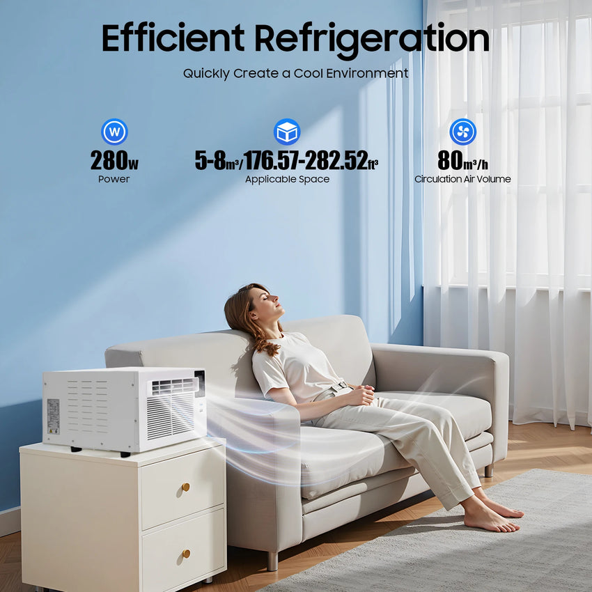 Semiconductor Refrigerator 280W 41.5*28.3*20.5cm White 40-50dB Small Window Air Conditioner for Bedroom Living Room Home Office