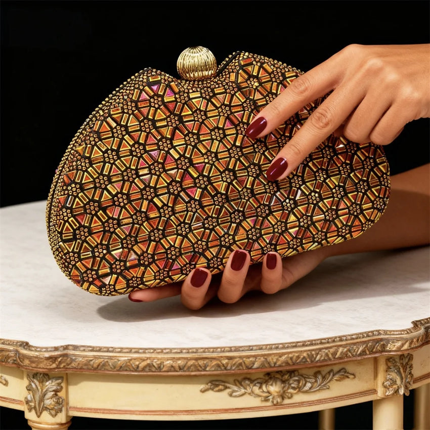 2026 New Elegant Green Pointed-Toe High Heels & Matching Bag Set with Diamond Design for Women's Party Wear - Italian Trend