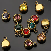 20pcs 6mm Stainless Steel Rhinestone Beads Gold Color Crystal Charms Pendants for Necklace Bracelet Jewelry Making Charm 2030