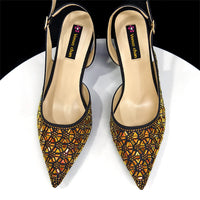 2026 New Elegant Green Pointed-Toe High Heels & Matching Bag Set with Diamond Design for Women's Party Wear - Italian Trend