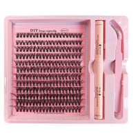 DIY Clusters Lash Kit Full Set 8-16mm Mix Bond&Seal Tweezers Lash for Self Application Makeup Individual Eyelash Extensions