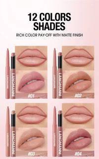 Integrated waterproof lipliner+lipstick lipstick lipstick set,no smudge,no fade,no cup,durable,easy to create a perfect makeup!