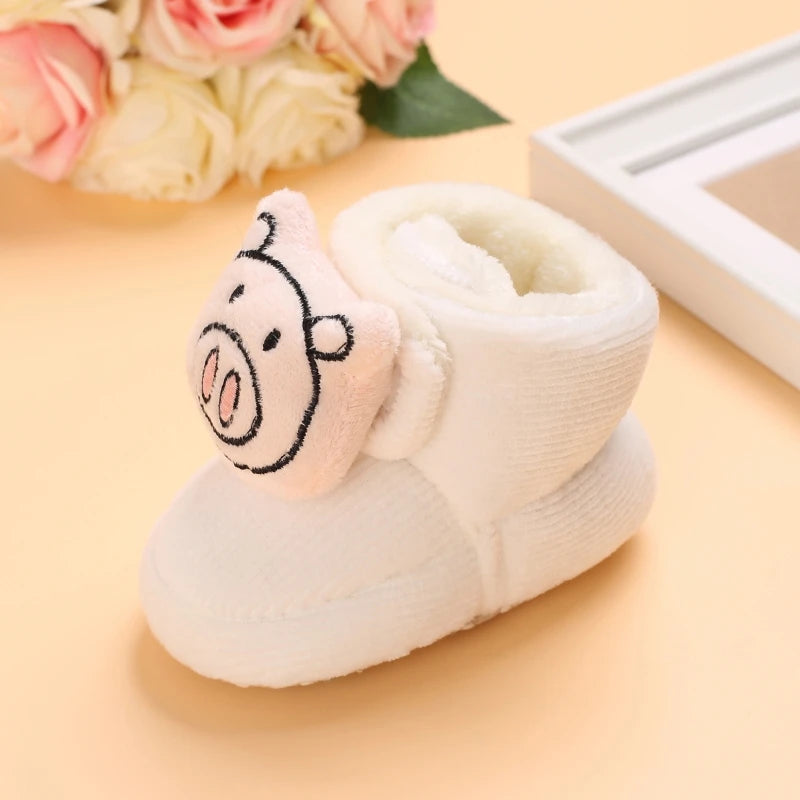 Winter New Cute Cartoon Baby Booties Boy Girl Boots Cotton Soft-Sole Non-Slip Warm Toddler First Walkers Infant Crib Shoes