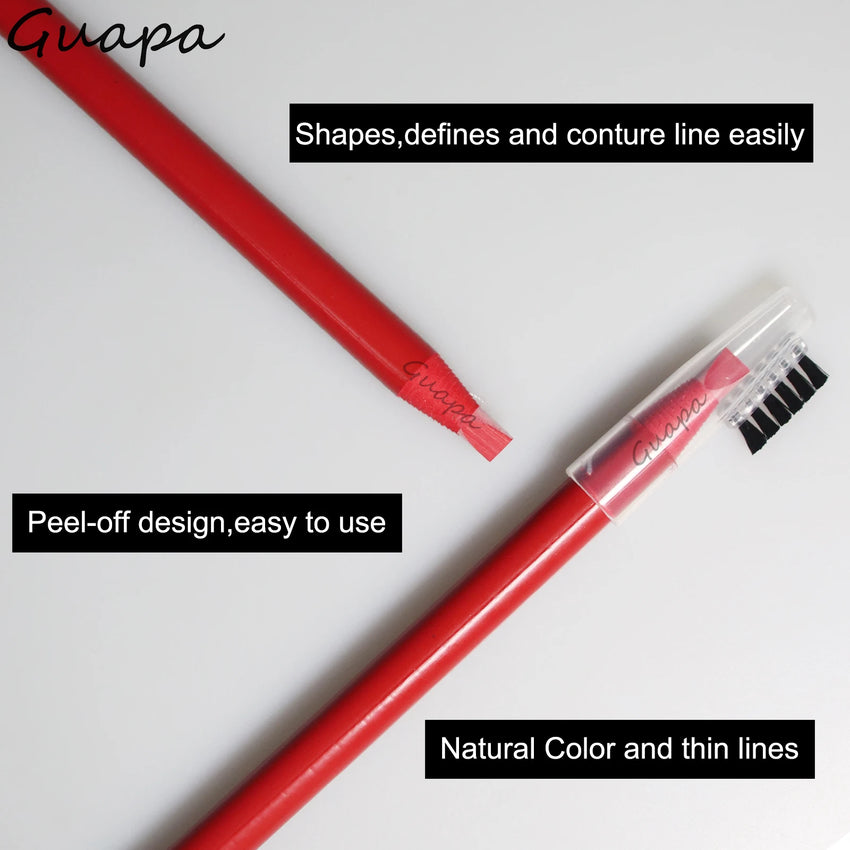 2PCS Professional Microblading Brow Mark Pencil Permanent Red Lip Contour Pen Tattoo Waterproof Art Tint Makeup Eyebrow Pen