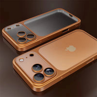 Luxury Transparent Matte Phone Case For iPhone 17Pro Air 17 16 15 14 13 12 11 Pro Max Lens Protection Metallic Color Frame Cover