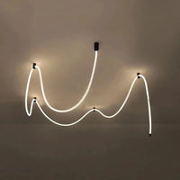 Modern LED Line Light Designer DIY Chandelier for Loft Villa Duplex Living Room Exhibition Hall Creative Art Home Lighting