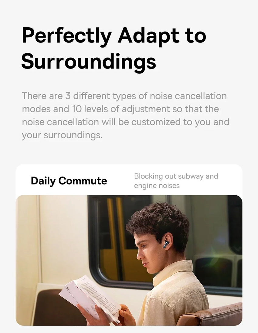 Baseus Bowie M2s Pro Headphones Wireless Bluetooth 5.4 TWS Earphones Active Noise Cancelling Earbuds 4 Micphone ENC Hifi Headset