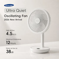 New Portable Smart Oscillating Desk Fan 4000mAh 5 Gear Speed Silent Desktop Rechargeable Fan Angle Adjustable for Home Office