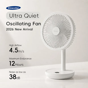 New Portable Smart Oscillating Desk Fan 4000mAh 5 Gear Speed Silent Desktop Rechargeable Fan Angle Adjustable for Home Office