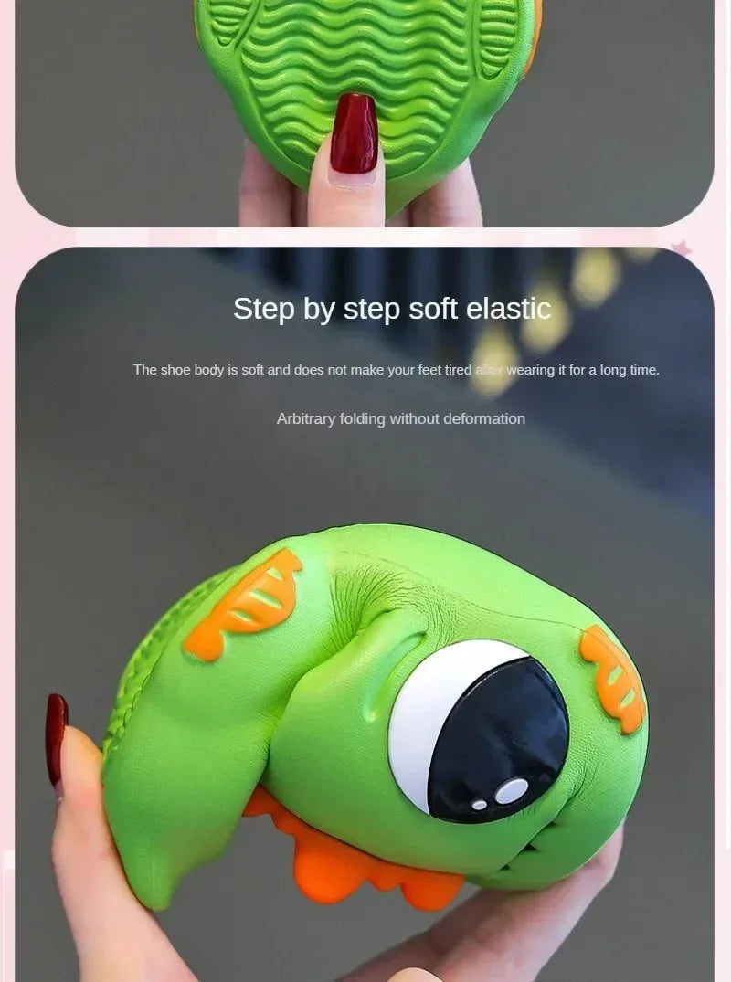 /Summer Aged 2-12 Children Slippers Cute Cartoon Dinosaur Beach Sandal For Kids Boys Girls Flip Flops Non-Slip Indoor Home Shoes