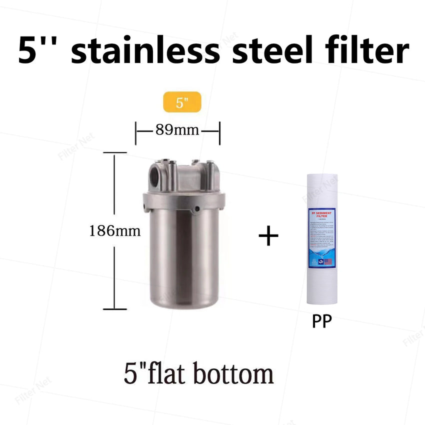 5inch Prefilter 304 Stainless steel hot water filter housing DN15 DN20 DN25 for high temperature high flow water filter housing