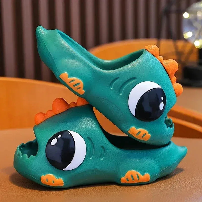 /Summer Aged 2-12 Children Slippers Cute Cartoon Dinosaur Beach Sandal For Kids Boys Girls Flip Flops Non-Slip Indoor Home Shoes