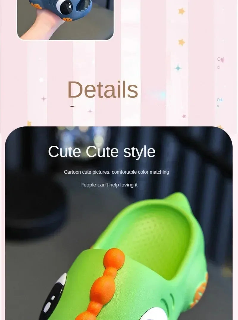 /Summer Aged 2-12 Children Slippers Cute Cartoon Dinosaur Beach Sandal For Kids Boys Girls Flip Flops Non-Slip Indoor Home Shoes