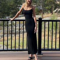 Satin Slip Sleeveless Backless Maxi Dress Women Y2K Summer Bodycon Elegant Sexy Outfits Ladies Birthday Party Club Sundress