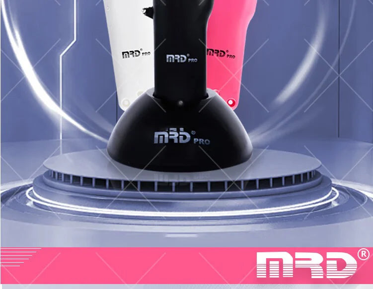 MRD HC-3969X Lawn Shovel Men's Professional Hair Clipper DC Rotating Motor Horn DLC Black Diamond Blade 7200RPM Trimmer Withbase
