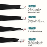 4PCS Tweezers Set Professional Makeup Tools Stainless Steel Tweezers for Eyebrows for Facial Hair and Ingrown Hair Removal