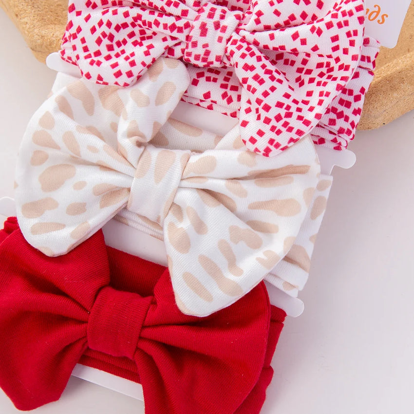 3Pcs/Set Cute Cotton Bows Baby Headbands Newborn Infant Ealstic Hairbands Boys Girsl Dot Striped Flower Print Kids Headwraps