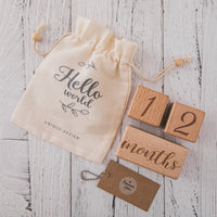 3pc/set Raw Wood Baby Month Milestone Card Beech Block Square Engraved Newborn Month Birthday Milestones Block Photography Props