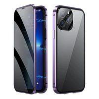 360 ° Full Protection Metal Magnetic Double-Sided Glass Snap Lock Privacy Case For iPhone 17 16 15 14 Plus 13 12 11 Pro Max 16E