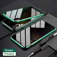 Magnetic Tempered Glass Privacy Metal Case For iphone 17 16 15 14 13 12 XR 11 ProMAX 16 E 360 Magnet Antispy Protective Cover