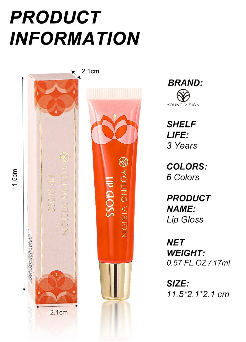 Julystar 6color Long lasting Moisturizing Mirror Lip Oil, Fruit Flavor, Pudding Lip Moisturizing, Water Radiant Lip Honey