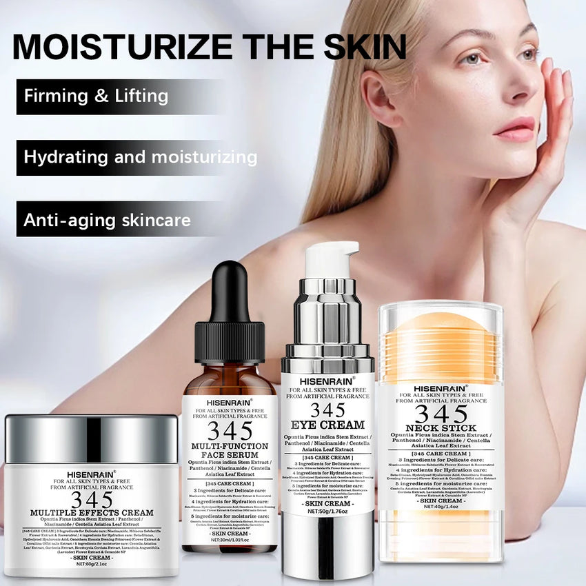 SUYARUN 4 in 1 Travel Skincare Kit - Face, Eye, Neck Cream & Serum Set, Moisturizing Christmas Gifts for Women, Premium Holiday.