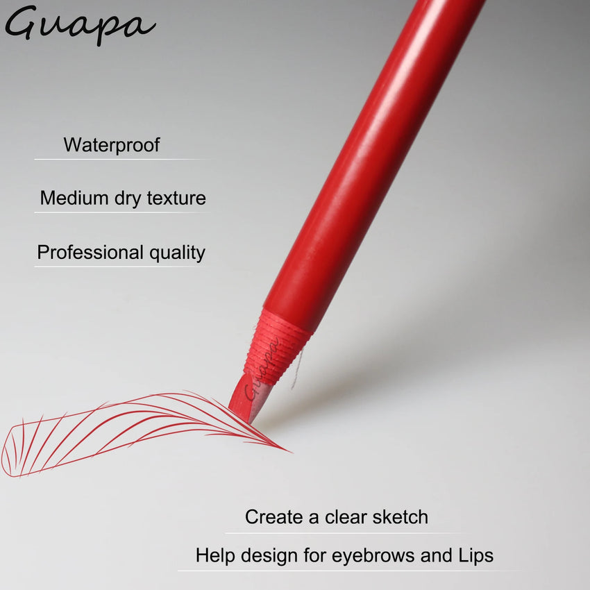 2PCS Professional Microblading Brow Mark Pencil Permanent Red Lip Contour Pen Tattoo Waterproof Art Tint Makeup Eyebrow Pen