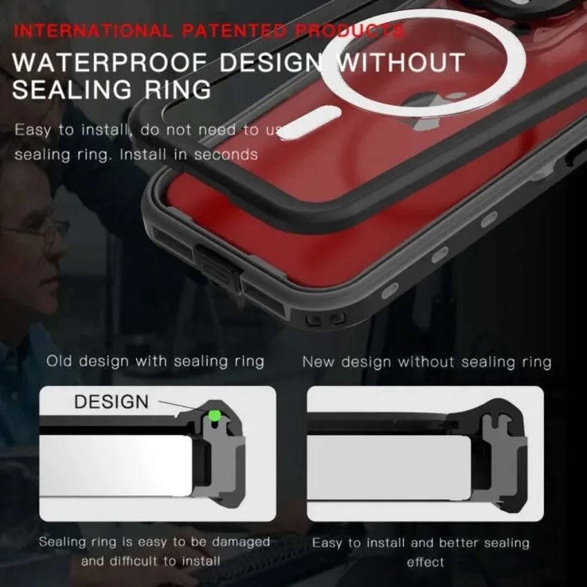 For iPhone 17 16e 15 14 13 Pro Max IP68 Waterproof MagSafe Magnetic Phone Case Diving Swim Cover 360 Shockproof Dustproof Shell