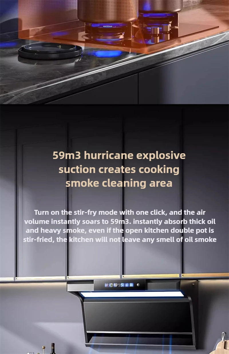 Household Range Hood for Kitchen Large Suction Range Hood Top Side Double Suction Exhaust Fan Small Kitchen Smoke Extractor