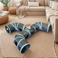 Cat Tunnel Foldable kitty Tunnel Pet Supplies T Cross Pass Play Tunnel Cat Toy Breathable Drill Barrel for Indoor Loud Paper