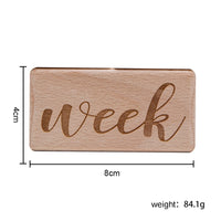 3pc/set Raw Wood Baby Month Milestone Card Beech Block Square Engraved Newborn Month Birthday Milestones Block Photography Props