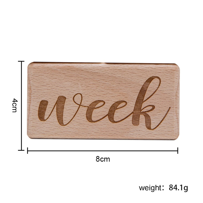 3pc/set Raw Wood Baby Month Milestone Card Beech Block Square Engraved Newborn Month Birthday Milestones Block Photography Props