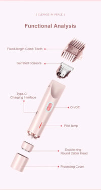 Electric Rerchargeable Lady Razor Double-Headed Waterproof Bikini Trimmer Shaver 2-In-1 Body And Facial Hair Removal Trimmer