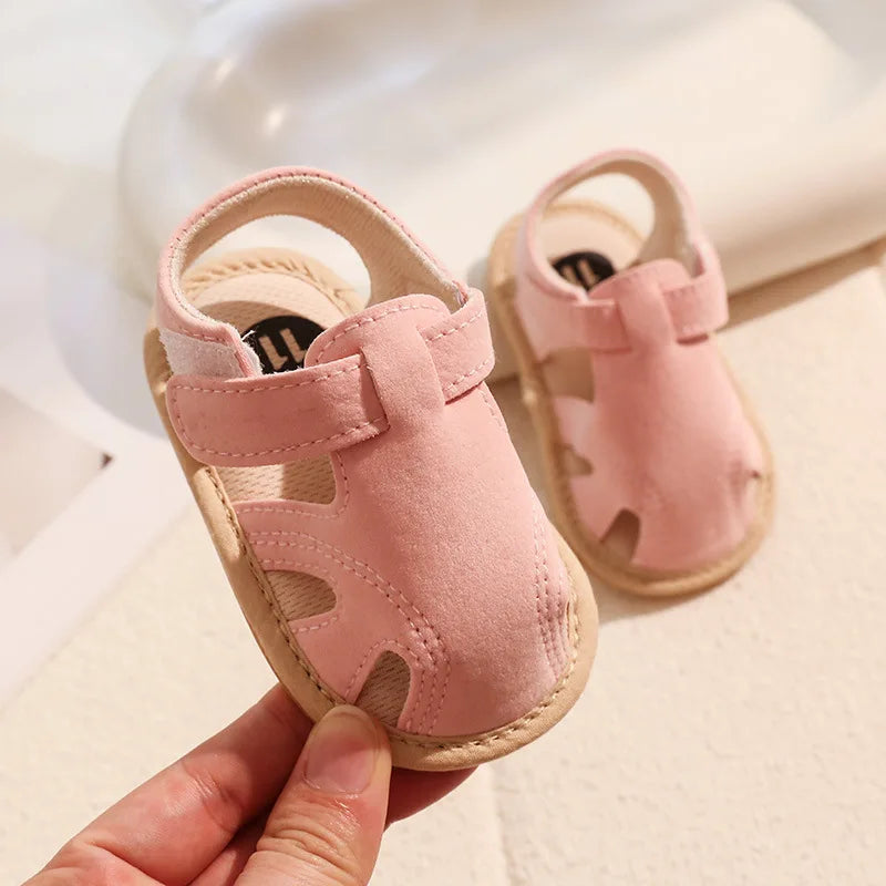 Breathable Summer Newborn Baby Girls Sandals Shoes Toddlers Simple Style Solid Color Soft Sole Shoes Outdoor Indoor Prewalker