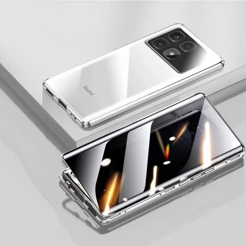 Anti Peeping Tempered Glass Metal Magnetic Privacy Phone Case For XiaoMi 17 Pro Max 15T 13T 14 Ultra Lens Protection Cover Cases