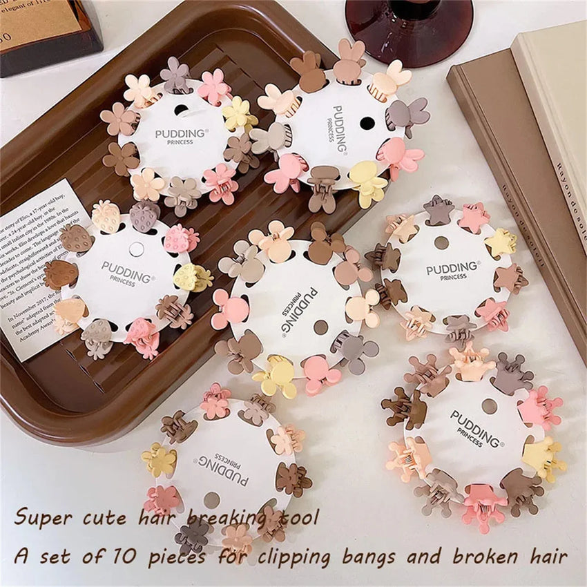 10Pcs/Set Mini Cute Oatmeal Color Clip Hyuna Style Solid Color Hair Clip Children's Bangs Broken Hair Clip Hair Accessories