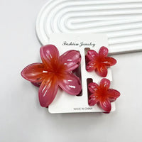 3Pcs/Set Sweet Flower Colroful Gradient Hair Claws Ponytail Cip Clamp Barrettes Hairpins For Women Girl Beach Hair Accessories