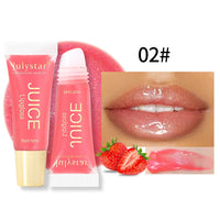Glitter Plumping Lip Gloss Jelly Strawberry Moisturizer Fruit Lip Oil Transparent Fullness Lip Tint Gel Soft Tube Makeup LipCare