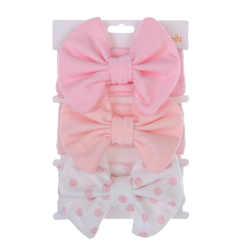 3Pcs/Set Cute Cotton Bows Baby Headbands Newborn Infant Ealstic Hairbands Boys Girsl Dot Striped Flower Print Kids Headwraps