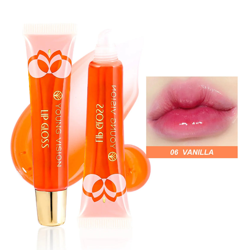 Julystar 6color Long lasting Moisturizing Mirror Lip Oil, Fruit Flavor, Pudding Lip Moisturizing, Water Radiant Lip Honey