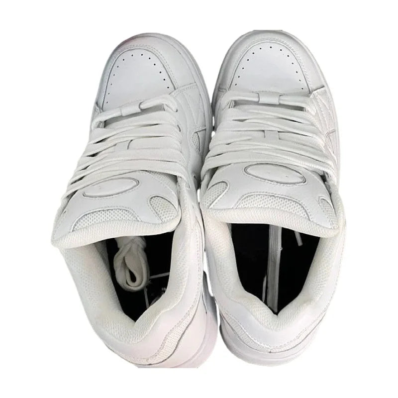 Spring New Style White Retro Bread Shoe Women Chic Design Casual Hong Kong Style Sports Shoes High Aesthetic Flat Heel round Toe