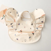 INS Nordic Style Baby Bibs Waterproof Short Sleeve with Pocket Feeding Waterproof Bib Easy Clean Cute Elephant Bibs Soft PU