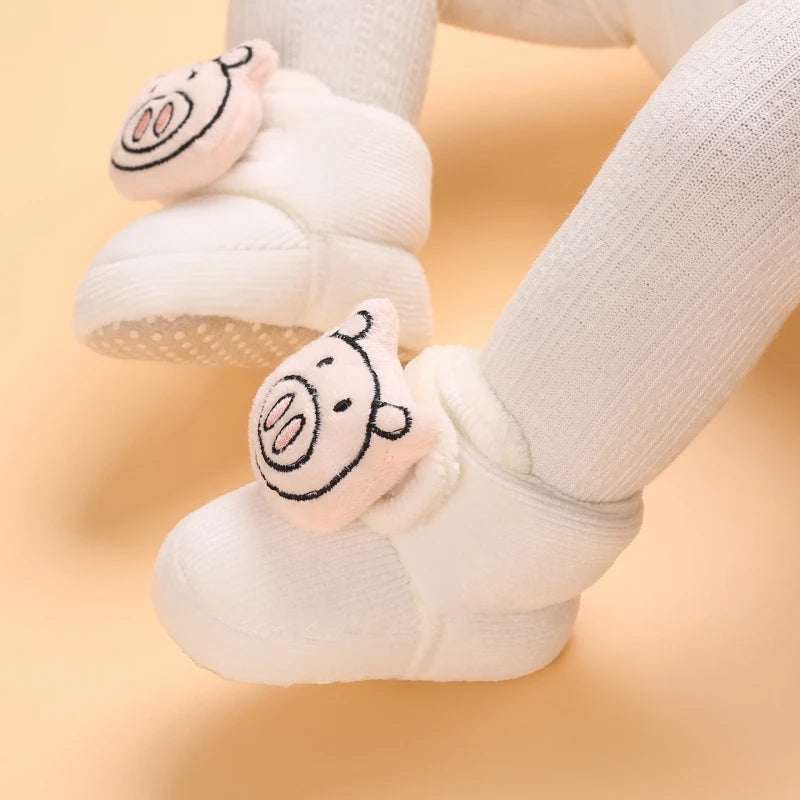 Winter New Cute Cartoon Baby Booties Boy Girl Boots Cotton Soft-Sole Non-Slip Warm Toddler First Walkers Infant Crib Shoes